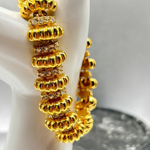 Camrose & Kross Gold-Tone & Rhinestone Link Bracelet JBK Mark 7" - Picture 2 of 10